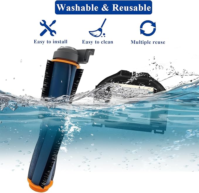 Vacuum Replacement Parts Accessories Kit Compatible With Shark RV2310AE Matrix Robot Vacuum Cleaner, 1 Main Brush, 2 HEPA Filters, 6 Side Brushes, 1 Cleaning Brush 10 Pack - AquaVibe