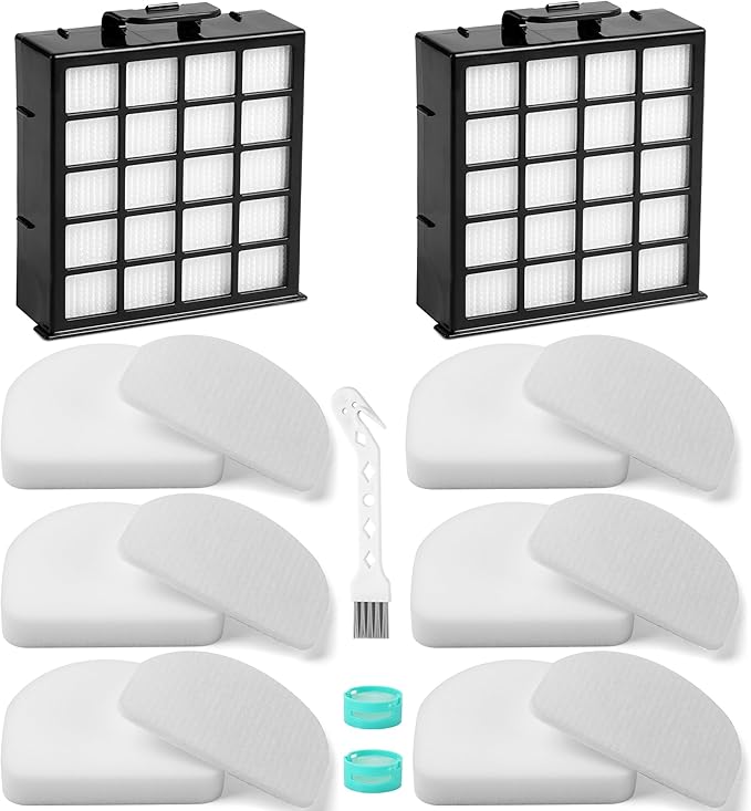 AZ4002 AZ4000 AZ4002W HEPA Filter Replacement Compatible with Shark POWERDETECT Upright Vacuum Cleaner and Shark Powered Lift-Away Heavy Duty Vacuum Suction, 6 Foam, 6 Felt, 2 HEPA, 2 Odor Cartridge - AquaVibe