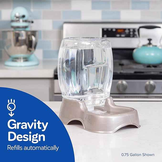 Petmate Pet Cafe Cat and Dog Water Dispenser - Water Bowl for Cats and Dogs, USA Made, .75 GAL, Pearl Tan