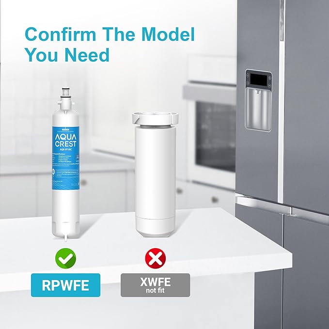 AQUA CREST Replacement for GE® RPWFE®, RPWF (with CHIP) Refrigerator Water Filter, Compatible with GYE22HMKES, GYS22GMNES, GYE22HBLTS, DFE28JSKSS, GFE28HMHES, GNE29GYNFS, 3 Filters