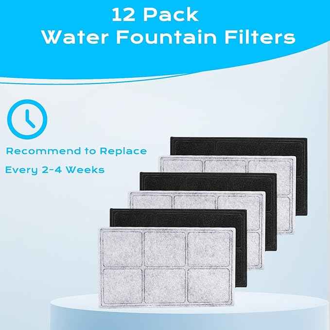 Cat Water Fountain Filters, Compatible with Drinkwell Premium Platium Cat Dog Fountain Charcoal Replacement Water Filters, 12 Pack