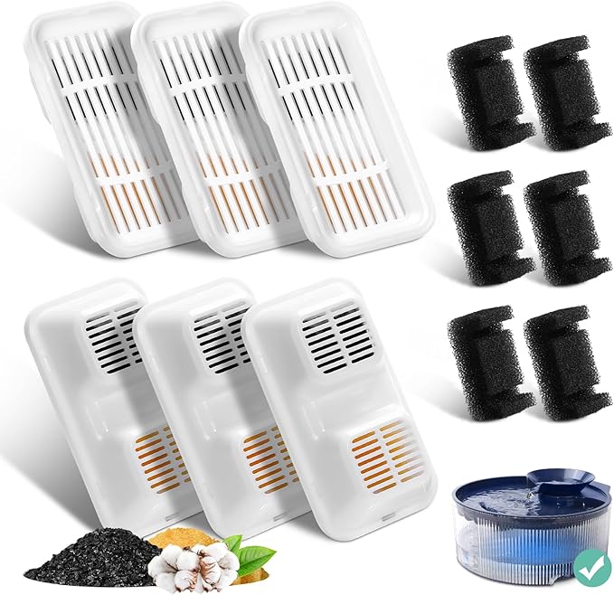 12 Pack Replacement Filters for 169oz/5L Dog Fountain, Multiple Filtration Dog Water Fountain Filter, Pet Fountain Filter, Cat Water Fountain filter Replacement - AquaVibe