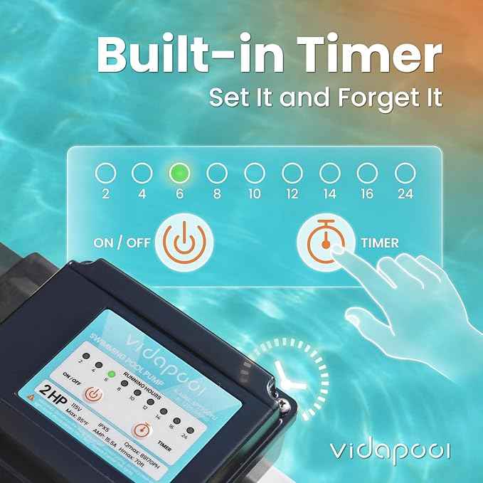 Sand Filter Pump for Above Ground Pool, Pool Pumps Above Ground with Timer, Pool Sand Filter with 6-Way Valve, Efficient Filtration, 19in, Up to 29,000 Gallons