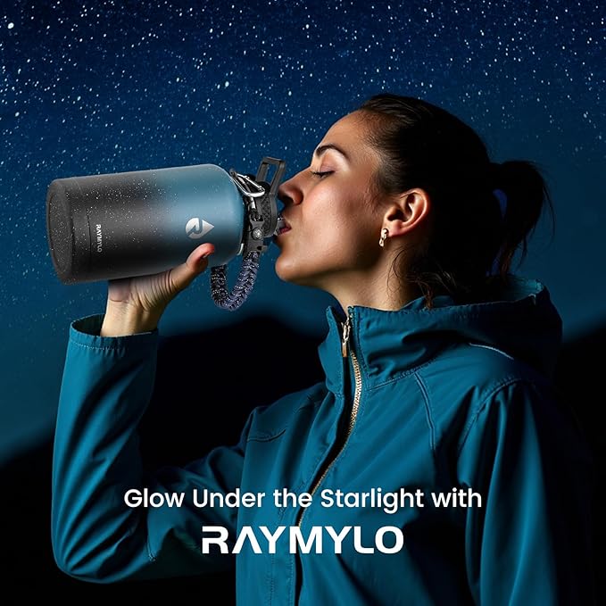 64oz Insulated Water Bottle, Triple Wall Vacuum Stainless Steel Water Bottles - Keeps Cold 48H, Reusable Half Gallon Jug for Gym, Sports, Camping, Hiking,Travel, Starry Sky-Indigo/Black