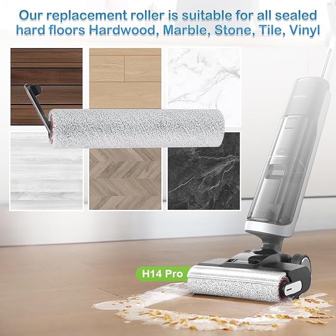 Roller Brush and Filter Replacement Compatible with Dreame H14, H14 Pro Vacuum Cleaner, Replaces Part Include 2 Rollers and 4 Hepa Filters - AquaVibe