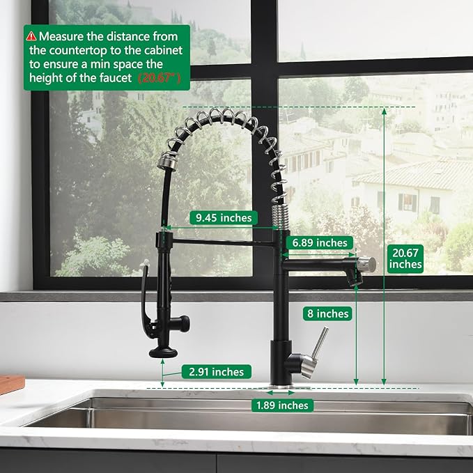 Pull Down Kitchen Faucet with Sprayer,Fapully Commercial Matte Black&Brushed Nickel Kitchen Sink Faucets