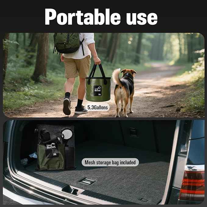 Portable Camping Shower, 6000mAh Rechargeable Shower Pump, Large Capacity Foldable Bucket, 6' 7" Filtered Shower Head, Summer Beach, Outdoor Camp Showering, Hiking, Pet Bath, RV Car Wash, Water Plant