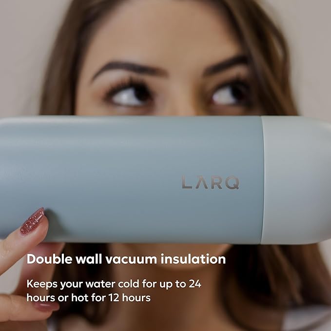 LARQ Bottle PureVis 17 oz - Self-Cleaning and Insulated Stainless Steel Water Bottle with UV Water Purifier and Award-winning Design | Reusable & Travel Friendly, Seaside Mint
