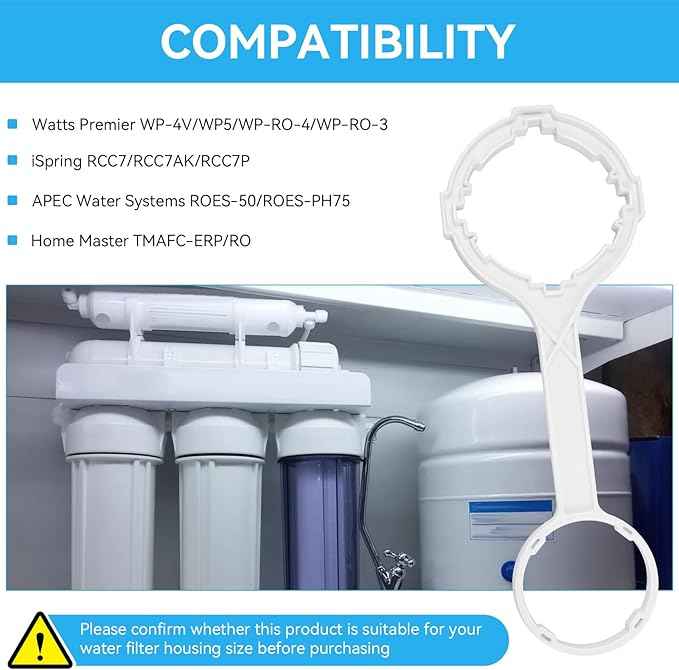F164003 4.5" Dual Housing and RO Membrane Filter Housing Wrench for Premier WP-4V/WP5/WP-RO-4/WP-RO-3, iSpring RCC7/RCC7AK/RCC7P, APEC Water Systems ROES-50/ROES-PH75, Home Master TMAFC-ERP/RO