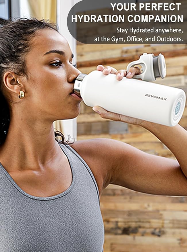RevoMax 20oz Insulated Water Bottle, One-Hand Open Design, Vacuum Stainless Steel Water Bottles, Keep 36H Cold/18H Hot, Leakproof and BPA Free, Sports Flask for School,Travel, Gym