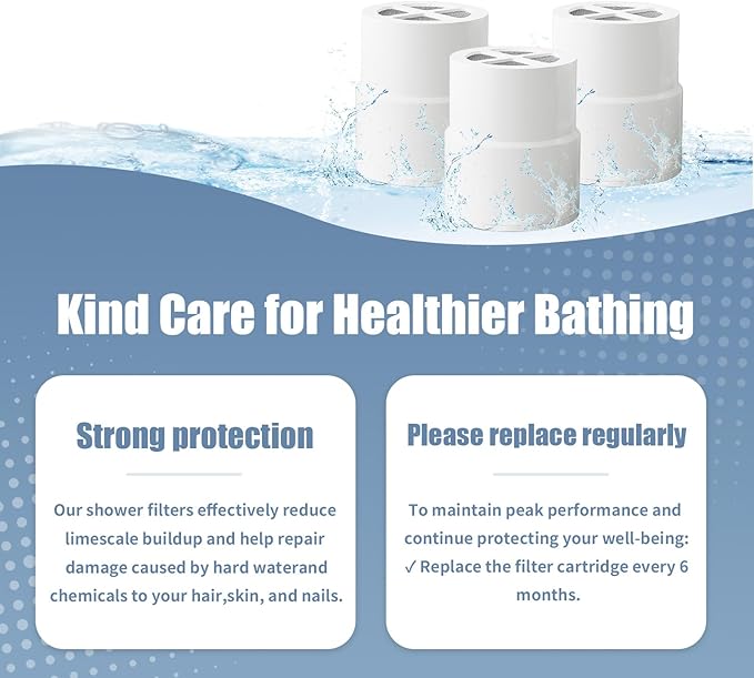 3-Pack Replacement Filter for JOLIE Shower Head, Compatible with JOLIE Shower Filter Cartridge, Reduces Chlorine, Heavy Metals & Impurities, Softens Skin & Hair