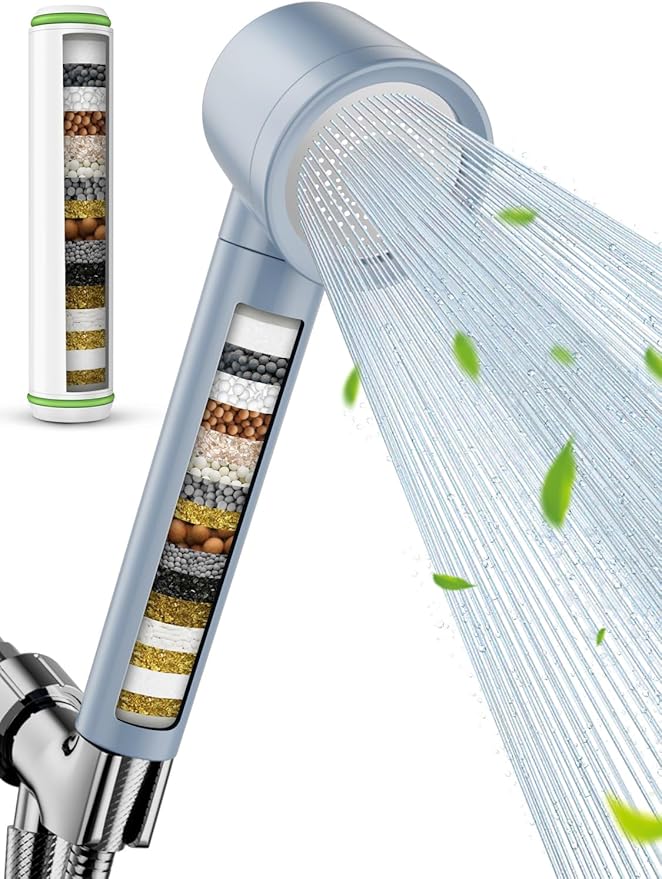 Ion Drops Filtered Shower Head with Handheld, High Pressure Shower Heads with 3 Spray, Showerhead with Filters Hand held for Hard Water, Remove Chlorine, Reduces Dry Itchy Skin