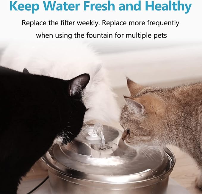 ORSDA Cat Water Fountain Filters, ORSDA Replacement Filters Carbon, Resin Filter ONLY for D30 67oz/2L Automatic Cat Fountain Dog Water Dispenser, 4 Filtration System (6 PCS Filters）