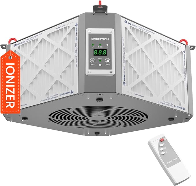 Abestorm 360 Degree Intake Air Filtration System for Woodworking, Built-in Ionizer, 1350CFM Hanging Air Filter, Shop Dust Collector, Garage WorkShop, MERV-11 filter, DecDust 1350IG - AquaVibe