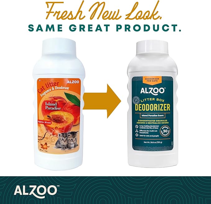 Cat Litter Deodorizer, Concentrated Granules Absorb & Help Neutralize Odors, 100% Plant-Based Active Ingredients, Up to 30 Uses, Island Paradise Scent, 26.6 Oz.