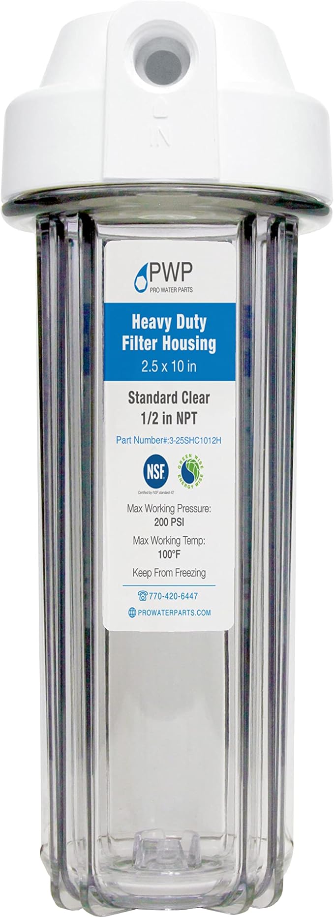 RV Water Filter System with Activated Carbon Filter 2.5X10 1/2" NPT Ports Replaces FRE-10H OEM