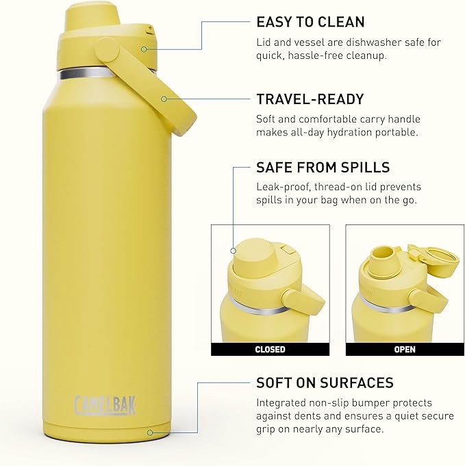 CamelBak Thrive Chug Insulated Stainless Steel Water Bottle Yellow Bloom, 40oz