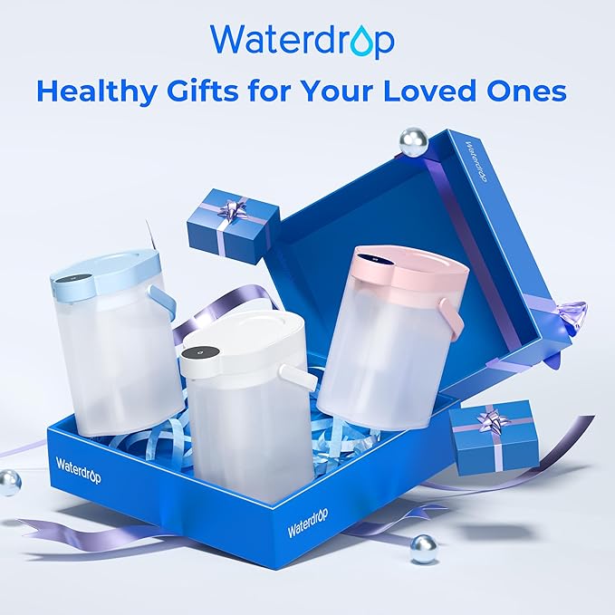 Waterdrop FreshTaste Electric Water Filter Pitcher, Rechargeable Powerful Dispenser, 17-Cup Instant Countertop Purifier, Reduce Chlorine, Lead, Copper, Purify, Soften Water, Pink, Does not Lower TDS