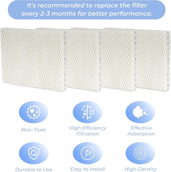 ANTOBLE 4 Pack MD1-0002 Replacement Humidifier Wick Humidifier Filters Compatible with Vornado MD1-0001 MD1-0002 MD1-1002 EVAP1 EVAP3 EVAP40 EVAP50 Humidifier