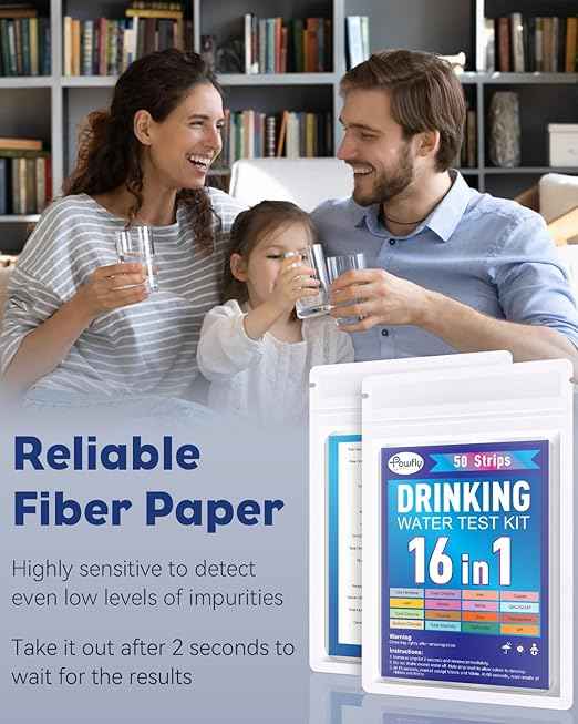 Pawfly 16 in 1 Drinking Water Test Kit, 50 Strips for Tap Water Well Swimming Pool Aquarium Spa, Home Water Quality Test Strips for pH Hardness Chlorine Lead Iron Copper Nitrate Fluoride & More