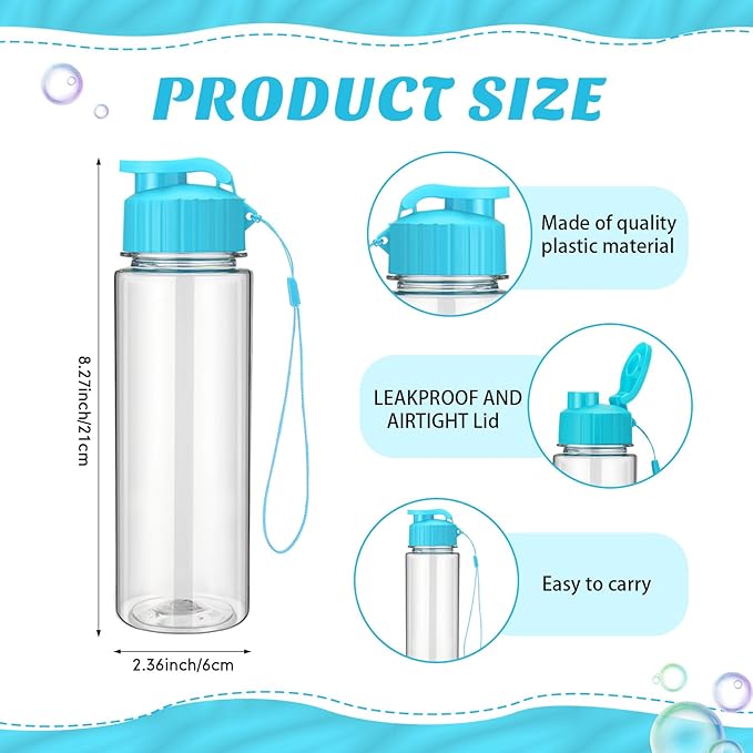 Mifoci 20 Pieces Water Bottle Bulk 17 oz Plastic Water Bottles Bulk Gym Sports Adults Reusable Large Bottles with Leak Proof Flip Top for Party Outdoor(Regular Style,Sky Blue)
