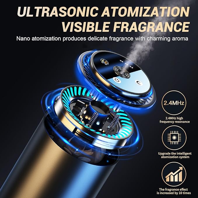Smart Car Air Freshener, Car Air Freshener Diffuser with Starry Sky Projection and 50ml Perfume, Rechargeable Cars Aroma Diffuser, 4 Mode Adjustable, Auto On/Off Intelligent Cars Diffuser