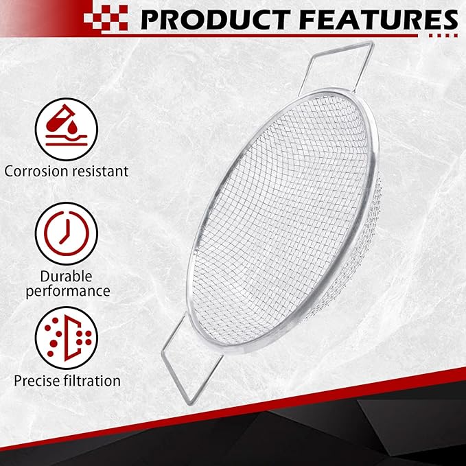 Stainless Steel Garden Sieve with Handles for 5-Gallon Bucket，1/4 inch Mesh，Commonly Used with Soil, Sand, Gravel, and Other Media