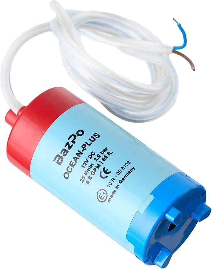 12V Submersible Water Pump - German Made (6.5GPM / 65ft.) | Portable RV Water Pump - Works with Electric Switch in 12V Faucets | 12 Volt Small Water Transfer Pump for Camper, Yacht, Pond