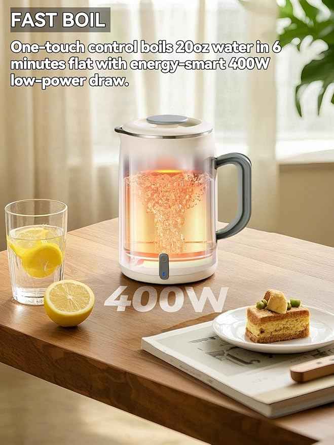 Complete Travel Tea Set with Mini Electric Kettle 0.6L, Hardshell Case for Portable Travel Hot Water Boiler, Teapot with Strainer, Cups and Protect Bag for Home, Office, and Camping White