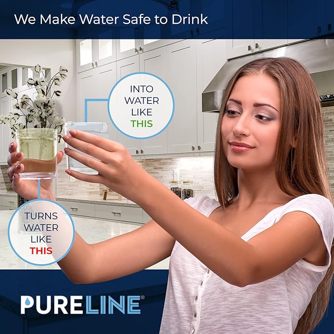 Pureline FXHTC 25 Micron 10" x 4.5" Replacement for GE FXHTC, GXWH40L, Culligan RFC-BBSA, W50PEHD, GXWH40L, GXWH35F, GNWH38S, DuPont WFHD13001, Pentair Pentek R50-BB, NSF 372 and NSF 42 (2 Pack)