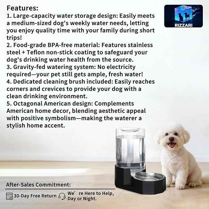 Sfozstra Large Dog Water Dispenser: 7L Automatic Gravity Water Feeder - Less Refills All-Day Water - No Mess Keeps Floors Dry - No Electricity - for Medium Dogs & Multi-Pet Homes - Workday/Pet Station