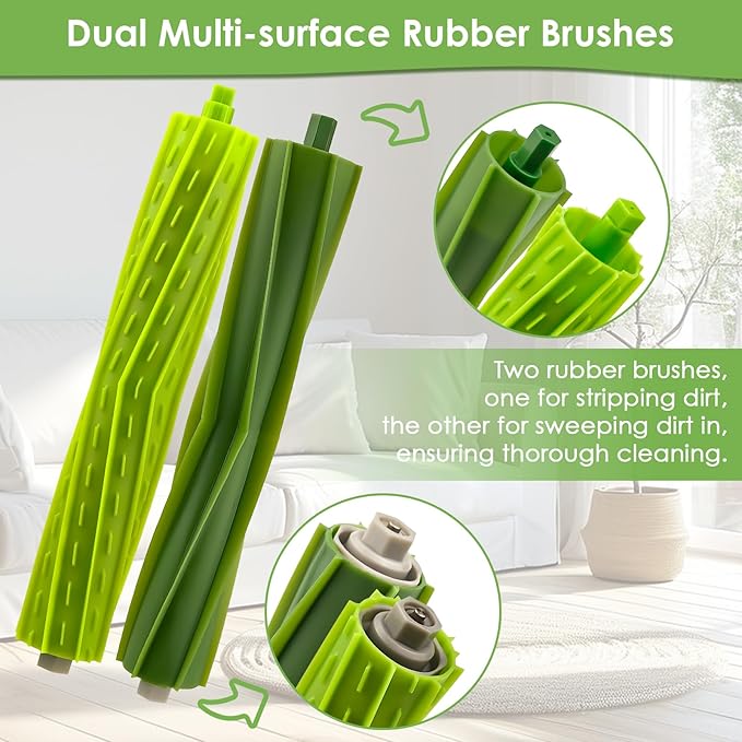 20 Pack Replacement Parts for iRobot Roomba i3 i3+ i7 i7+ i4 i6 i6+ i8 i8+/Plus E5 E6 E7 J7 i5 j5+ I, E &J Series Robot Vacuum Cleaner, 2 Sets Roller Brush, 8 HEPA Filters and 8 Side Brushes - AquaVibe