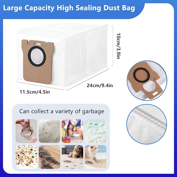 28 PCS Replacement Parts for Dreame L20 Ultra/L20 Ultra Complete, L30 Ultra/L30 Ultra Complete Vacuum Cleaner,2 Rubber Main Brush,6 Activated Carbon Dust Bags,4 Activated Carbon Filters - AquaVibe