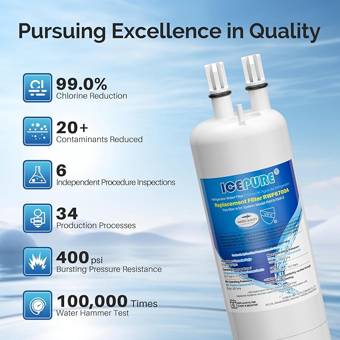 ICEPURE W10295370A Refrigerator Water Filter Replacement for EDR1RXD1, Everydrop® Filter 1, WHR1RXD1, EDR1RXD1B, KAD1RXD1, P4RFWB, 46-9081, 46-9930, 2Pack