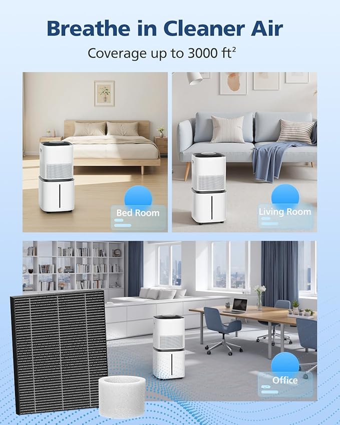 6000S Filters Replacement Compatible with LEVOIT Superior 6000S Smart Evaporative Humidifier, 12 Pack Gray 6000S Wick Filters+ 6 Pack White Top Fill Filters