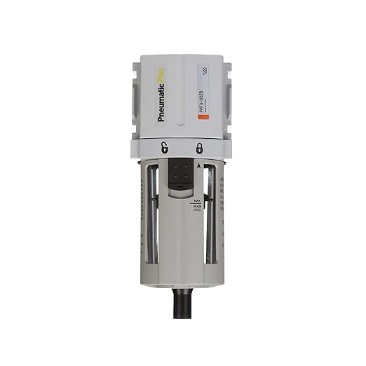 PneumaticPlus PPC3C-N02G Compressed Air Drying System- Particulate Air Filter, Coalescing Filter & Air Pressure Regulator Combo 1/4" NPT (High Flow), Poly Bowl with Guard, Manual Drain - AquaVibe