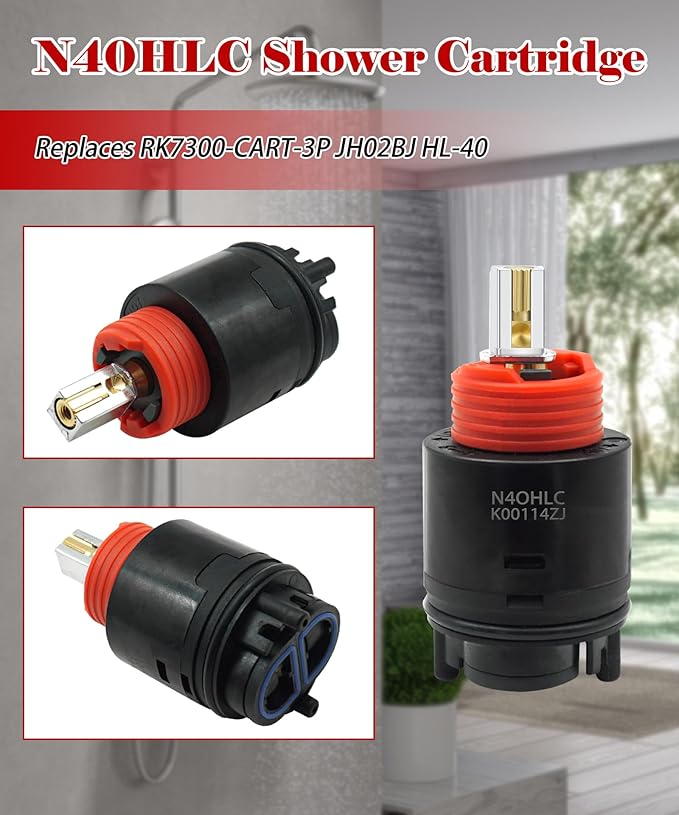 N40HLC Shower Cartridge Fits for Temp-Gard III Faucets and Shower Valves,Replaces RK7300-CART-3P JH02BJ HL-40,40 mm Shower Cartridge
