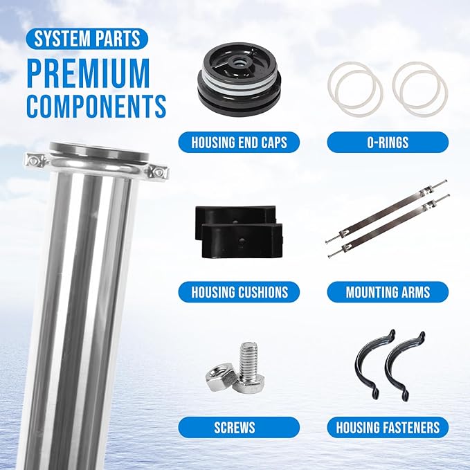Ozmosis Premium 4" x 40" 304 Stainless Steel Membrane Housing, 300 PSI, 304 SS Pressure Vessel with 3/4" Feed and Drain Ports, 1/2" Permeate Port, Durable, Reliable Water Filtration Solution