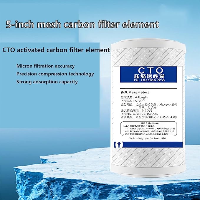 2.5" x 5" CTO Carbon Block Water Filter Cartridge Replacement, Whole house Pre Post, for Whole House Filtration Systems, 6pcs