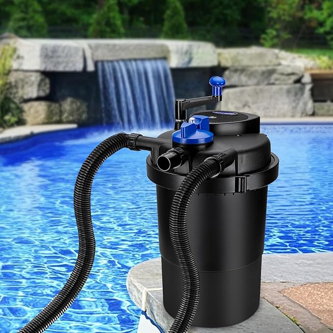 Pressure Biological Pond Filter,1840 GPH Pond Filter with 15W Light,7000L Bio Pressurized Pond Filter for Outdoor Pond Koi Fish Garden Pond Pool
