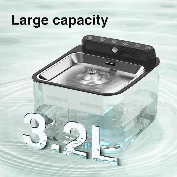 Wireless Cat Water Fountain Battery Operated,Water Fountains for Cats Indoor,108oz/3.2L Motion Sensor Pet Water Fountain,BPA-Free, 3 Filters