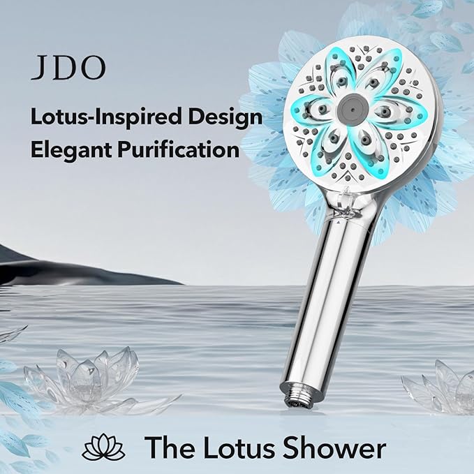 6-Setting Filtered Handheld Shower Head, JDO High Pressure Shower Head with Replaceable Filter Cartridge 4.7 Inch Detachable Showerhead for Chlorine Hard Water Removal 59 Inch Stainless Steel Hose