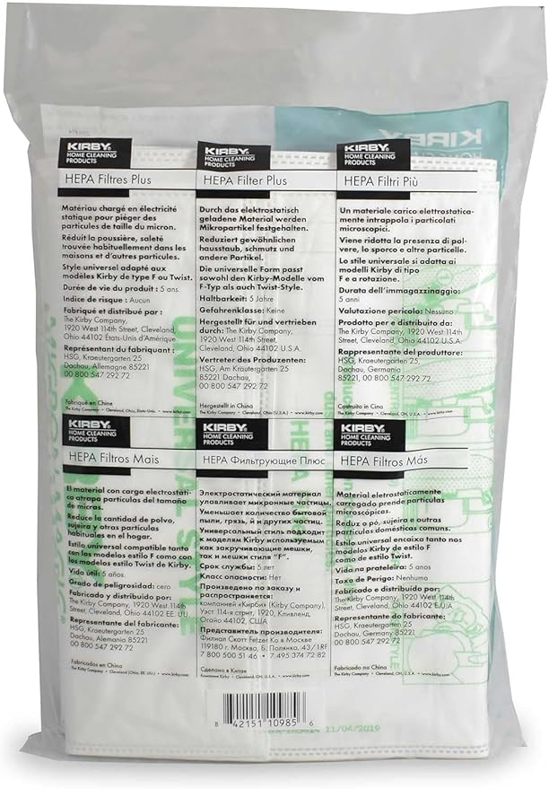 Kirby Vacuum Bundle – 6 HEPA Filter Bags (204814) + 3 OEM Belts (301291G) for F-Style & Twist-Style Upright Models - AquaVibe