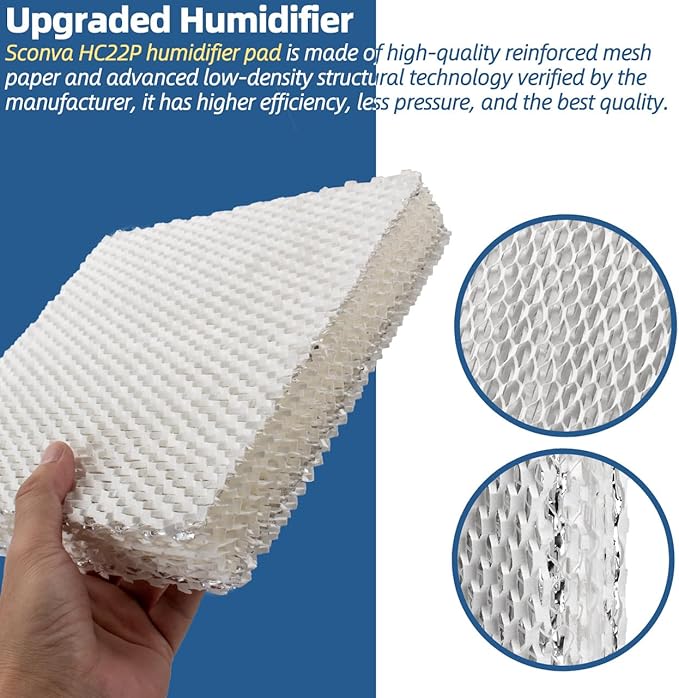 HC22P Humidifier Filter Pad Replacement Filter Wicks Compatible with Honeywell HE100, HE150, HE220, HE225 HE240 & Aprilaire 110 220 550 (Pack of 2)