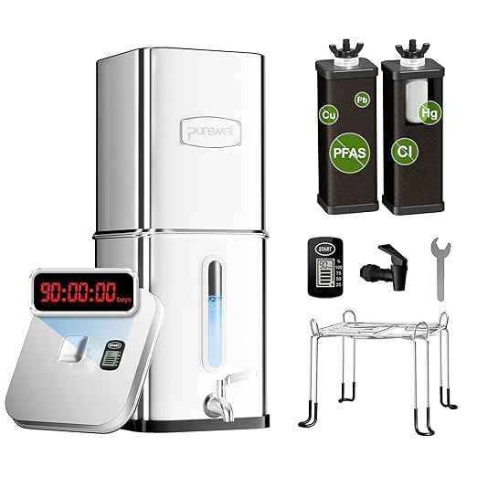 Purewell Square 2.25G PFAS-Free Gravity Water Filter System with Water Level Window & Smart Timer, 4-Stage Filtration, Reduce Lead, Total PFAS (Forever Chemicals), Mercury, and Chlorine, SQP-2.25G