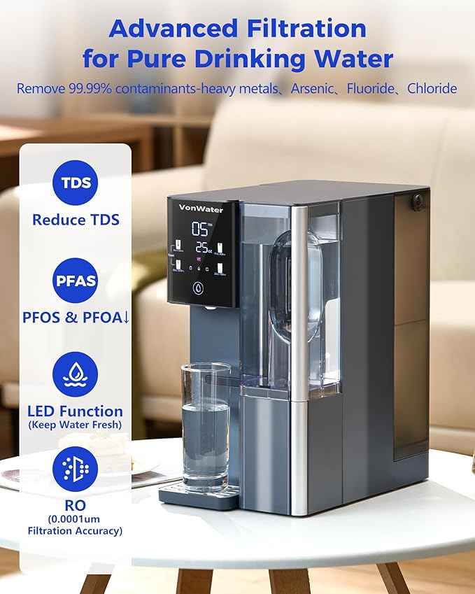 7-Stage Countertop Reverse Osmosis Water Filter System, 528 Gallons RO Water Filtration with Portable Pitcher, NSF/ANSI 372,53,42,58, Reduce TDS PFAS, 5 Volumes, 3:1 Pure to Drain CT910