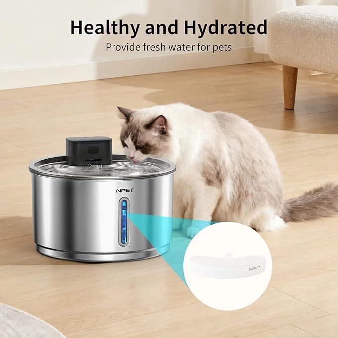 NPET Replacement Filters for WF210plus-WM Stainless Steel Pet Water Fountain(4pcs)