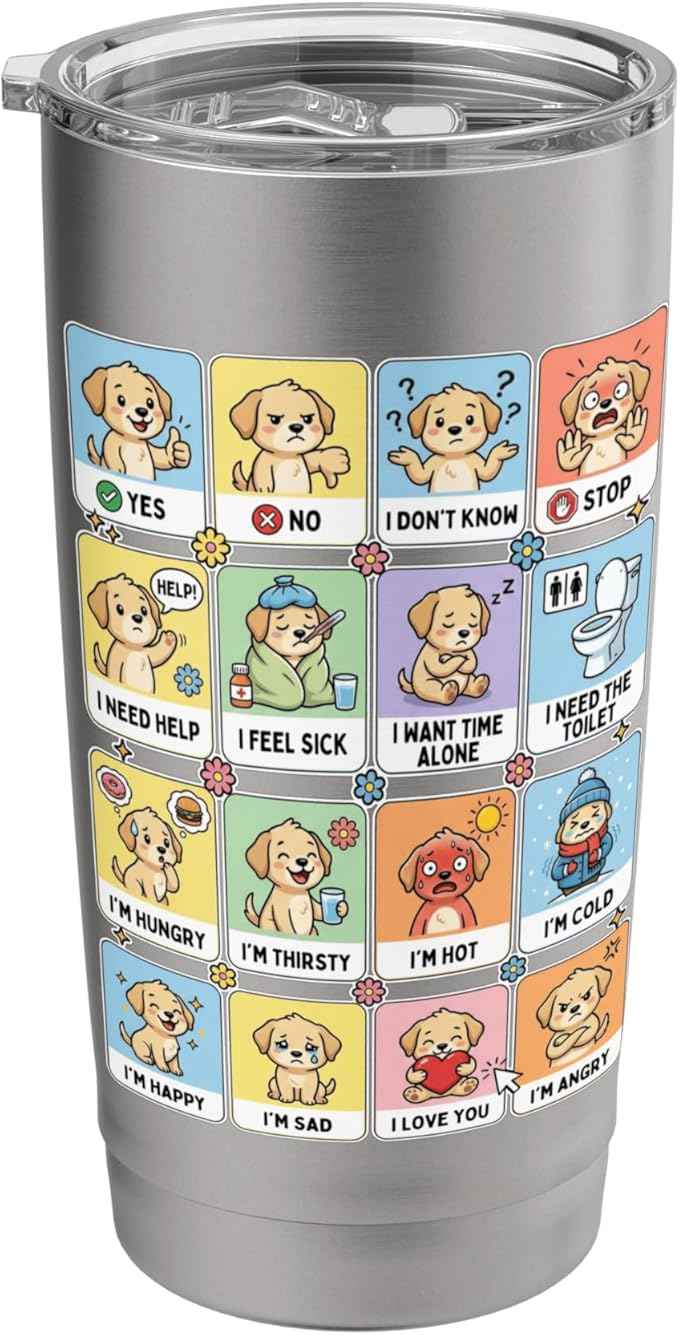 Autism ACC Communication Dog Lovers Kids Cute Autistic Stainless Steel Insulated Tumbler