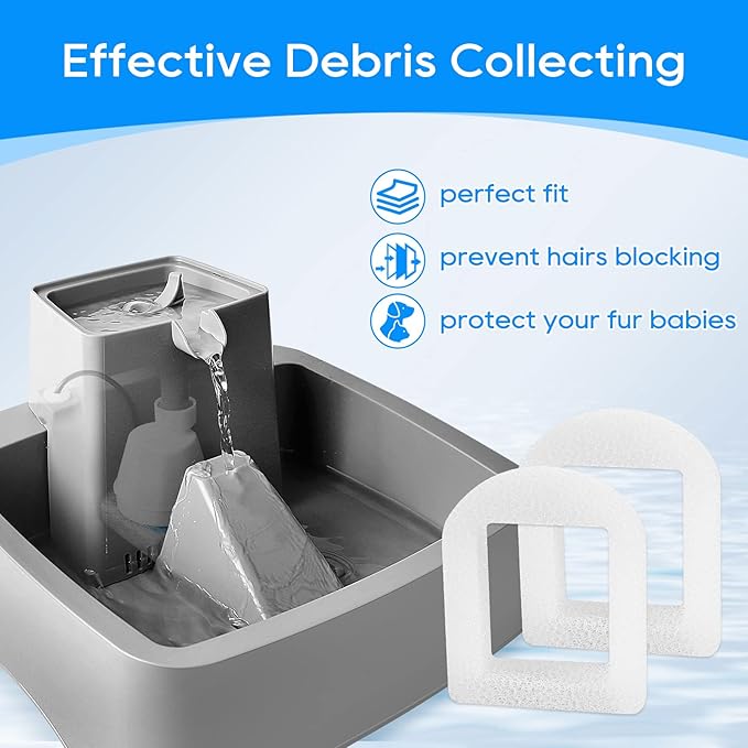 18PCS Cat Water Fountain Filter Compatible with Petsafe Water Fountain for Drinkwell Pet Fountain Filters, Replacement Foam Filters for 360 Pet Fountain Seaside Pagoda 1/2 Gallon Fountains