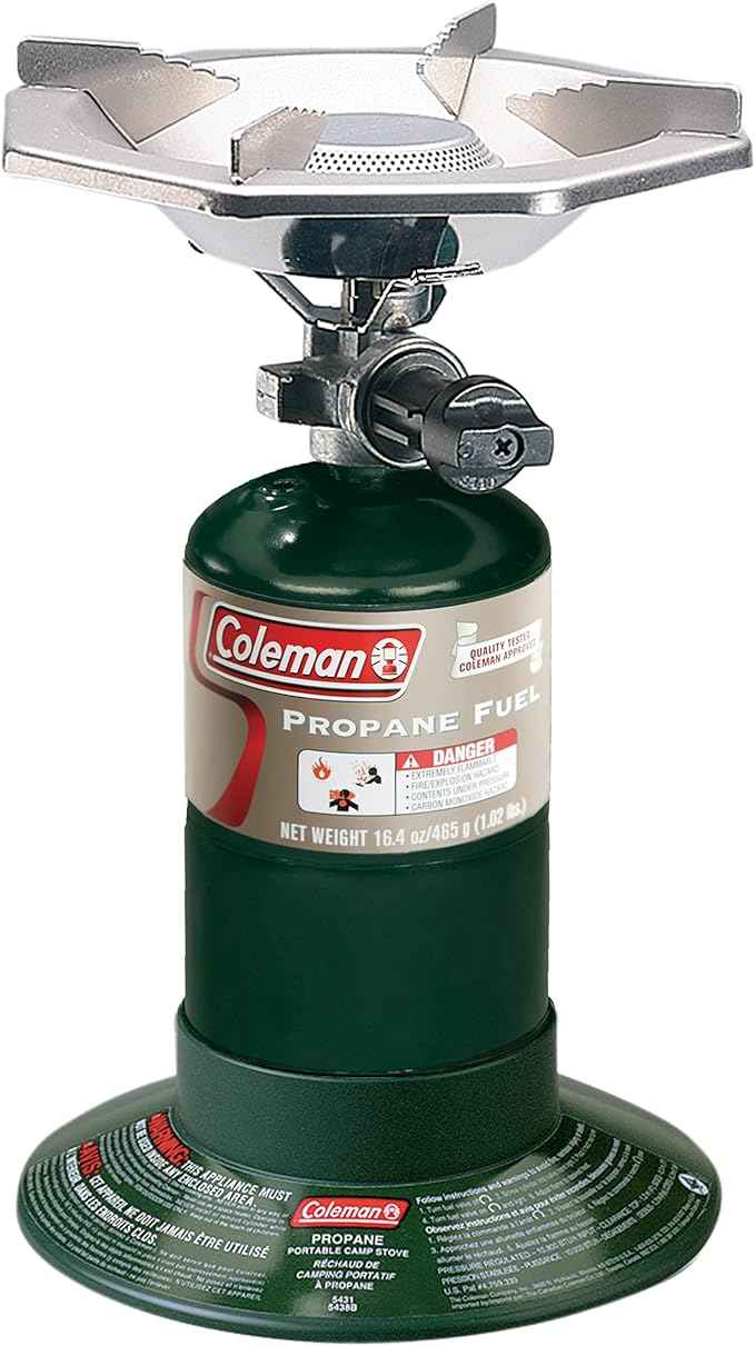 Coleman BottleTop Propane Stove with Adjustable Burner, Portable Camping/Backpacking Cooker with 7650 BTUs of Power for Camping, Tailgating, Grilling, & More